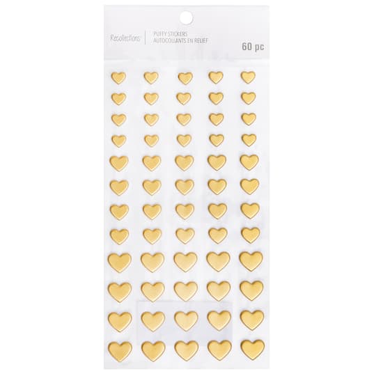 12 Packs: 60 ct. (720 total) Gold Puffy Heart Stickers by Recollections™